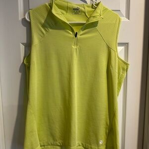 Puma Lime Green Sleeveless Zip Golf Tank